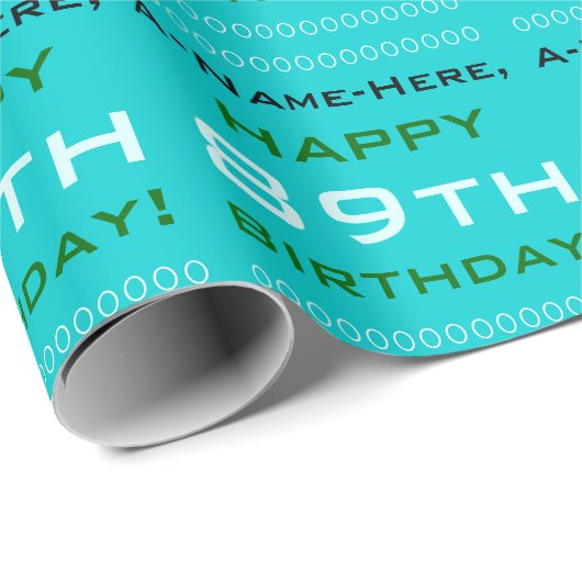 Papier Cadeau Papier d'enveloppement simple 89e anniversaire (Coin rond)