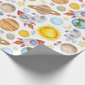 Papier Cadeau Papier d'enveloppement spatial - Planètes Astronau (Coin)