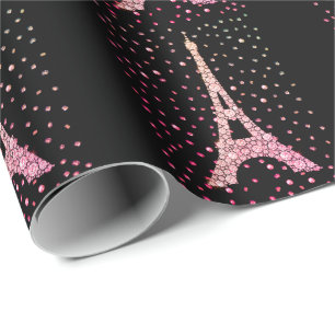 Papier Cadeau Papier d'enveloppement Tour Eiffel à bille rose