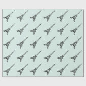 Papier Cadeau Papier d'enveloppement Tour Eiffel vert Mint (Plat)