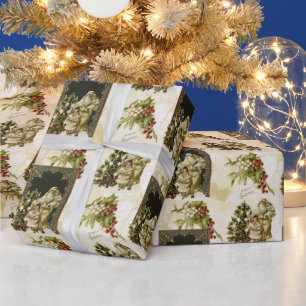 Papier Cadeau Papier d'enveloppement trio de Noël victorien