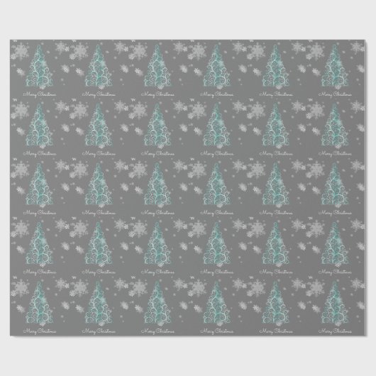 Papier Cadeau Papier d'enveloppement turquoise sapin de Noël et (Plat)