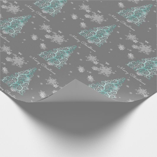 Papier Cadeau Papier d'enveloppement turquoise sapin de Noël et (Coin)