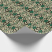 Papier Cadeau Papier d'enveloppement vert et bronzé opulent (Coin)