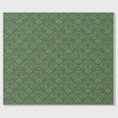 Papier Cadeau Papier d'enveloppement Vintage vert en damas (Plat)