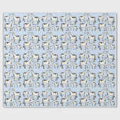 Papier Cadeau Papier d'enveloppement Zèbre noir et bleu (Plat)