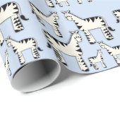 Papier Cadeau Papier d'enveloppement Zèbre noir et bleu (Coin rond)