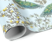 Papier Cadeau Papier d'épluchage de paon floral (Coin rond)