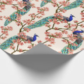 Papier Cadeau Papier d'épluchage de paon floral (Coin)