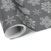 Papier Cadeau Papier d'épluchage du flocon gris (Coin rond)