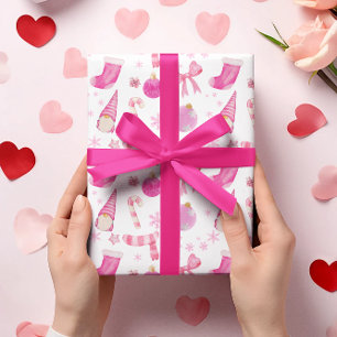 Papier Cadeau Papier d'épluchage rose de Noël et de flocons de n