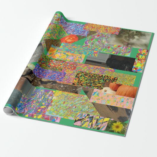 Papier Cadeau papier design patchwork avec de nombreux modèles a (Déroulé)