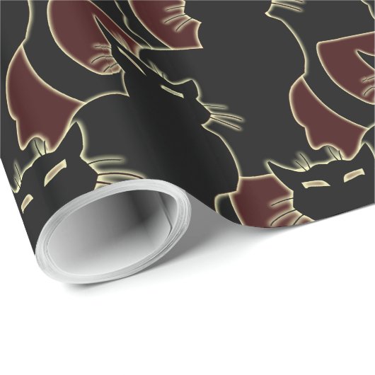 Papier Cadeau Papier d'Halloween Chat noir (Coin rond)