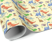 Papier Cadeau Papier Dino World Wrapper (Coin rond)