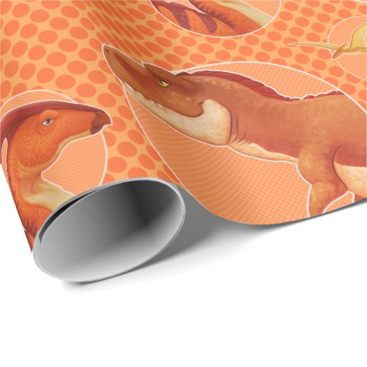 Papier Cadeau Papier Dino Wrapper (Coin rond)