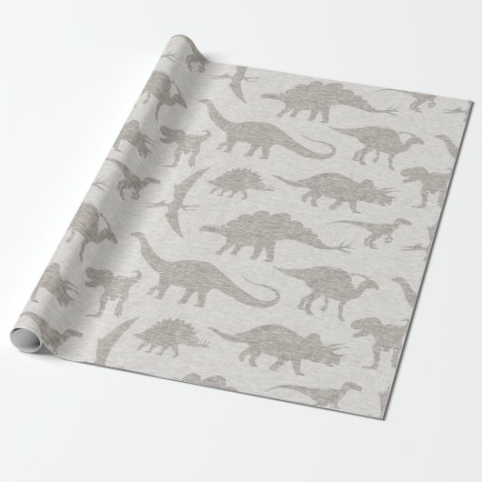 Papier Cadeau Papier Dinosaure - Beige (Déroulé)