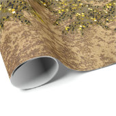 Papier Cadeau Papier doré Abstrait avec étoiles d'or, lune (Coin rond)