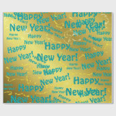 Papier Cadeau papier du Nouvel An bleu heureux (Plat)