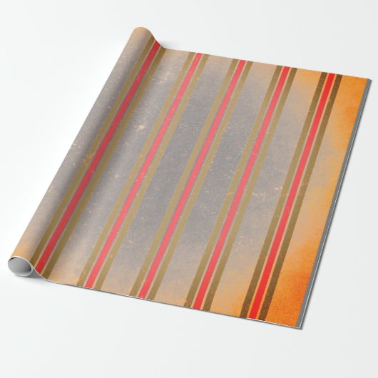 PAPIER CADEAU PAPIER EN FROMAGE ROUGE ET VERT STRIPES SUR GRIS (Déroulé)