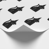 PAPIER CADEAU PAPIER EN LAVAGE CHAT NOIR AVEC CASQUETTE (Coin)