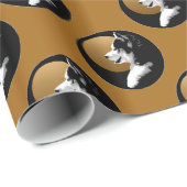 Papier Cadeau Papier enroué enroué de chien de traîneau de chiot (Coin rond)