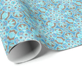 Papier Cadeau Papier enveloppant avec médaillons bleus (Coin rond)