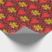 Papier Cadeau papier enveloppant coeurs et fleurs (Coin)