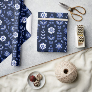 Papier Cadeau Papier enveloppant des fleurs scandinaves