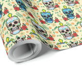 Papier Cadeau Papier enveloppant d'Halloween en floraison (Coin rond)