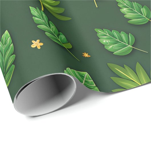 Papier Cadeau Papier enveloppant en feuille vert (Coin rond)