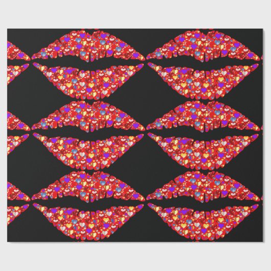 Papier Cadeau papier enveloppant les lèvres d'amour (Plat)