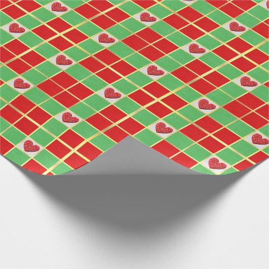 Papier Cadeau Papier enveloppant Matte Coeurs de Noël (Coin)