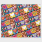 Papier Cadeau Papier enveloppant. motif à coeur multiple2 emball (Plat)