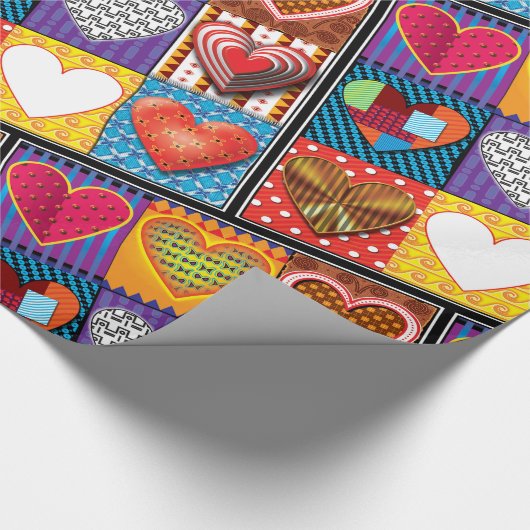 Papier Cadeau Papier enveloppant. motif à coeur multiple2 emball (Coin)