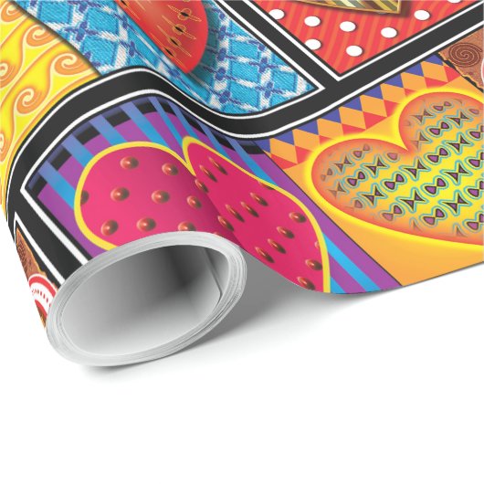Papier Cadeau Papier enveloppant. motif à coeur multiple2 emball (Coin rond)