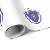 Papier Cadeau Papier enveloppé avec Drapeau du Massachusetts (Coin rond)