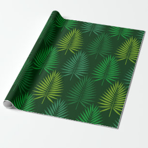 Papier Cadeau Papier feuille à enveloppement de palme vert foncé
