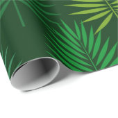 Papier Cadeau Papier feuille à enveloppement de palme vert foncé (Coin rond)