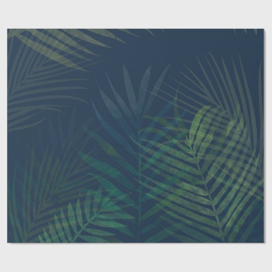 Papier Cadeau Papier Feuille à enveloppement de palme vert foncé (Plat)