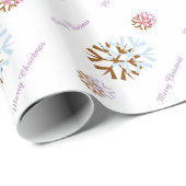 Papier Cadeau Papier-flocons de neige de Noël (Coin rond)