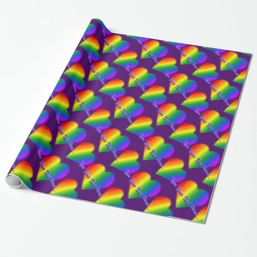 Papier Cadeau Papier Gay pride personnalisé Rainbow Love Wrapper (Déroulé)