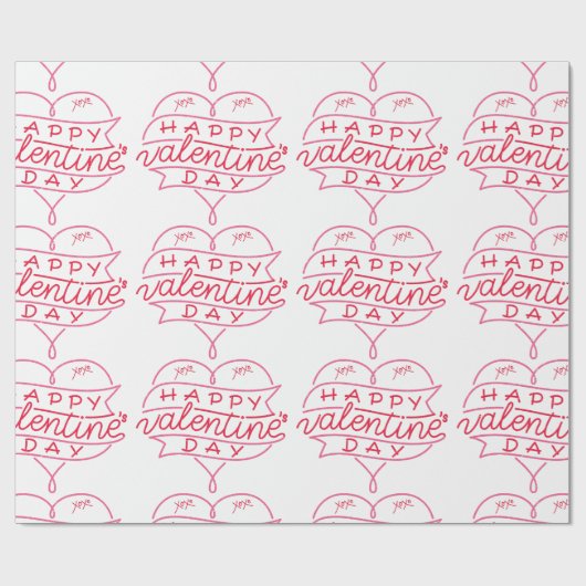 Papier Cadeau Papier Heureuse Sainte-Valentin (Plat)