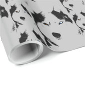 Papier Cadeau Papier Husky Wrapper Papier Husky Sled Chig (Coin rond)