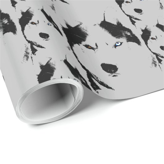 Papier Cadeau Papier Husky Wrapper Papier Husky Sled Chig (Coin rond)