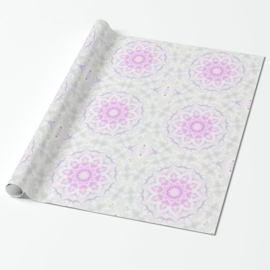 Papier Cadeau Papier Kaleidoscope Coeurs rose et blanc (Déroulé)