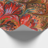 PAPIER CADEAU PAPIER MARBÉ, MOTIF ABSTRAIT ROUGE BLEU PEACOCK (Coin)