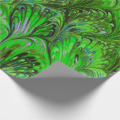PAPIER CADEAU PAPIER MARBÉ, MOTIF ABSTRAIT VERT PEACOCK (Coin)