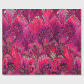 PAPIER CADEAU PAPIER MARBÉ, MOTIF PINK PEACOCK ABSTRAIT (Plat)