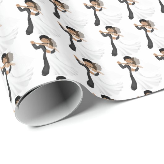 Papier Cadeau Papier Mariage afro-américain (Coin rond)