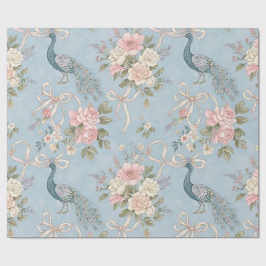 Papier Cadeau Papier mariage Enveloppé De Floraux Et De Peacocks (Plat)